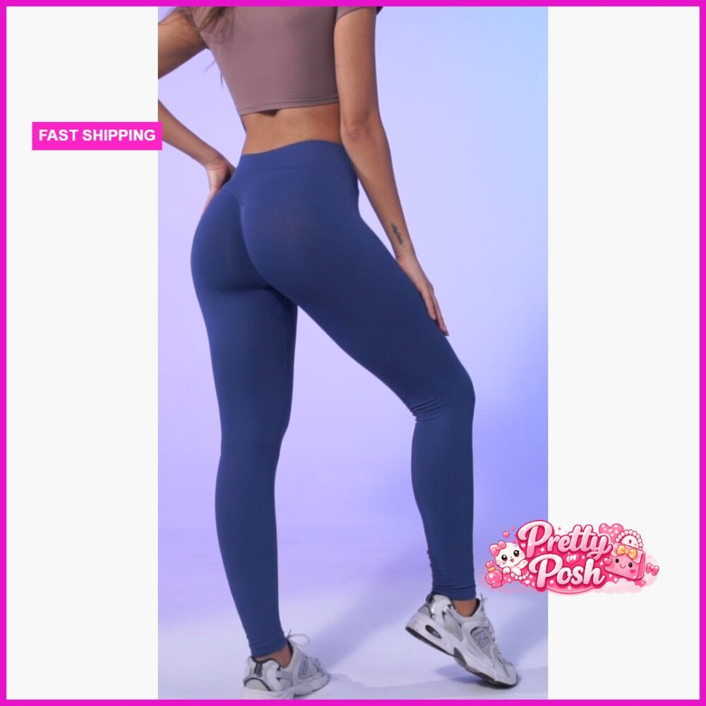 Seamless Impact Leggings with Scrunch Design Medium Waist Tummy Control - Picture 6 of 6